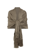 Cargar imagen en el visor de la Galería, Chal de encaje de bolillos  y tejido realizado en telar artesanal dark gold
