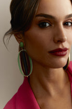 Load image into Gallery viewer, Oval Earrings Constellations Green