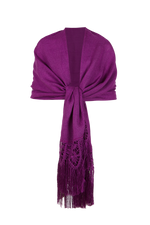 Cargar imagen en el visor de la Galería, Chal de encaje de bolillos y tejido realizado en telar artesanal color magenta