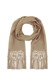 Chal de encaje de bolillos y tejido realizado en telar artesanal color dorado