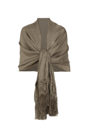 Chal de encaje de bolillos  y tejido realizado en telar artesanal dark gold