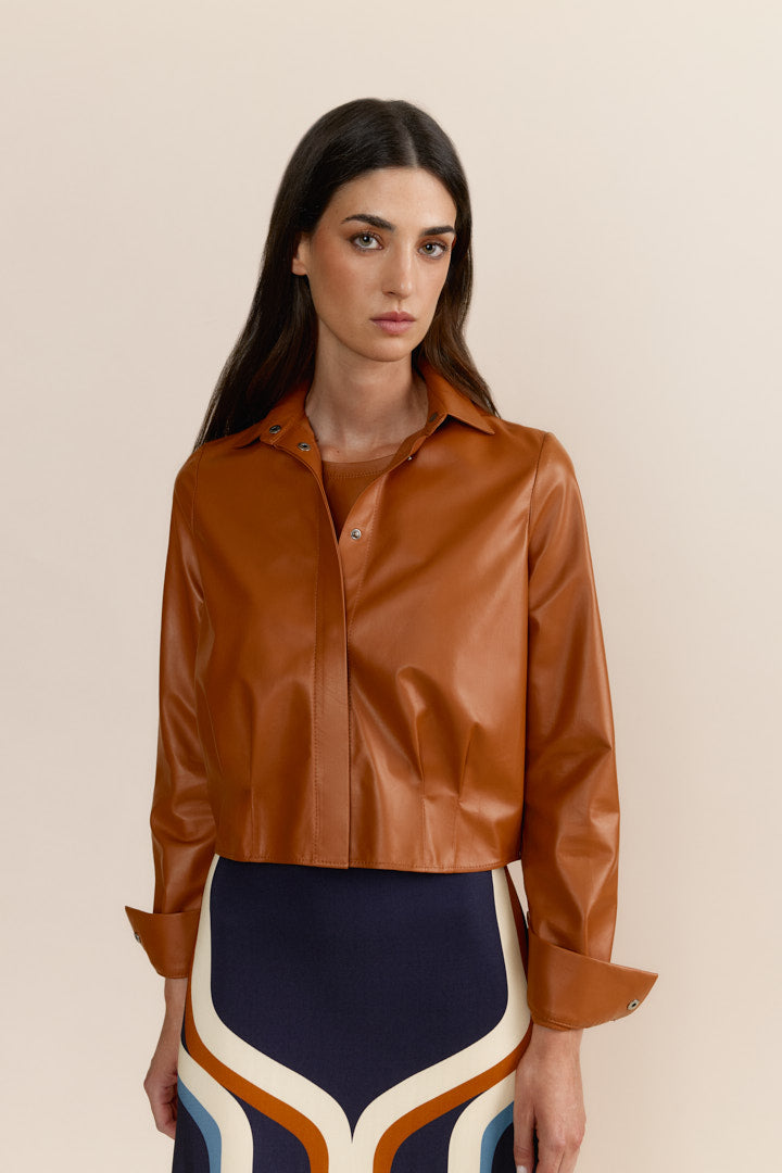 Camisa Nicola  Cognac Napa