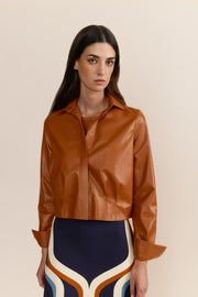 Camisa Nicola  Cognac Napa