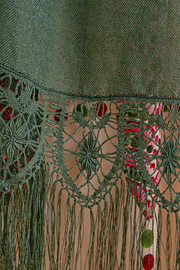 Bobbin lace vest and handmade loom fabric in green