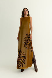 Vestido Eleni Bouquet Mostaza