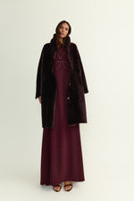 Load image into Gallery viewer, Abrigo Boyfriend Burdeos Borrego
