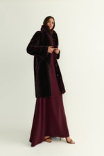 Load image into Gallery viewer, Abrigo Boyfriend Burdeos Borrego
