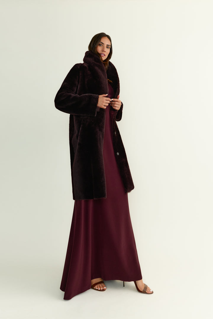 Abrigo Boyfriend Burdeos Borrego