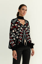 Load image into Gallery viewer, Lily Blouse Bouquet Black Velvet
