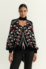 Load image into Gallery viewer, Lily Blouse Bouquet Black Velvet
