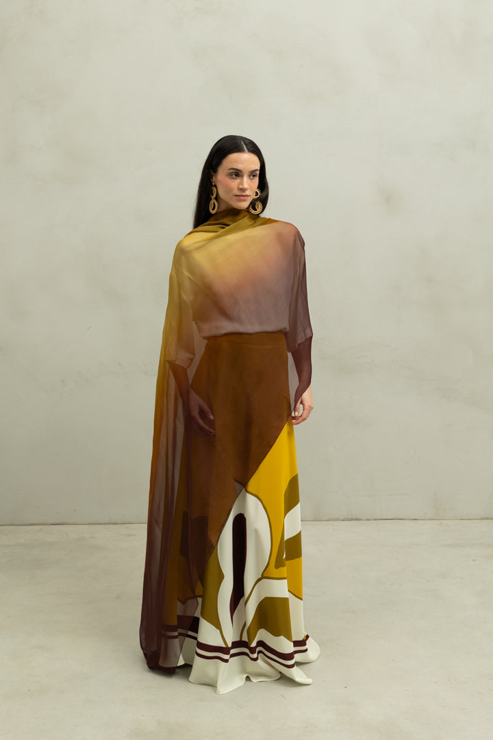 Chal Chiffon Olive - Amarillo y Marron