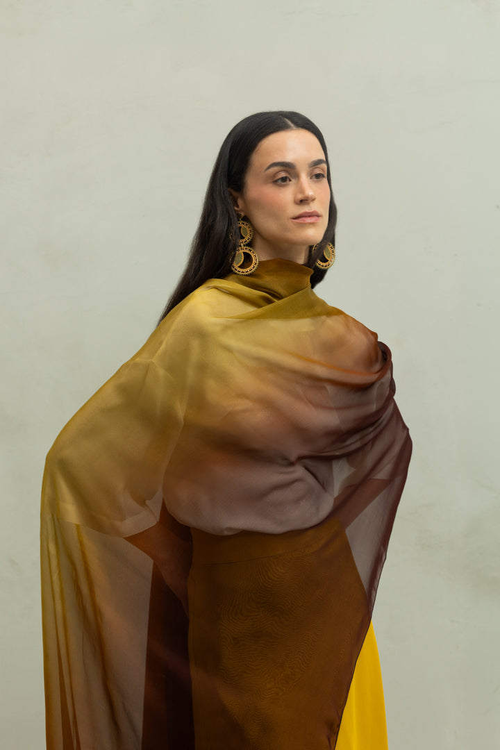 Chal Chiffon Olive - Amarillo y Marron