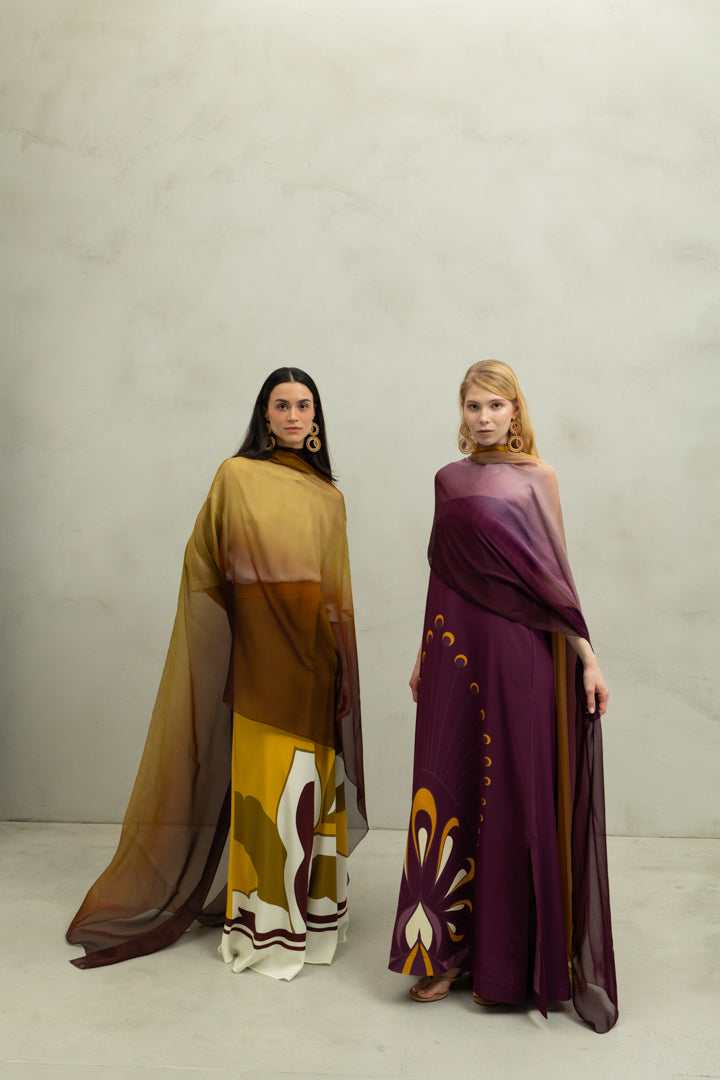 Chal Chiffon Olive - Amarillo y Marron