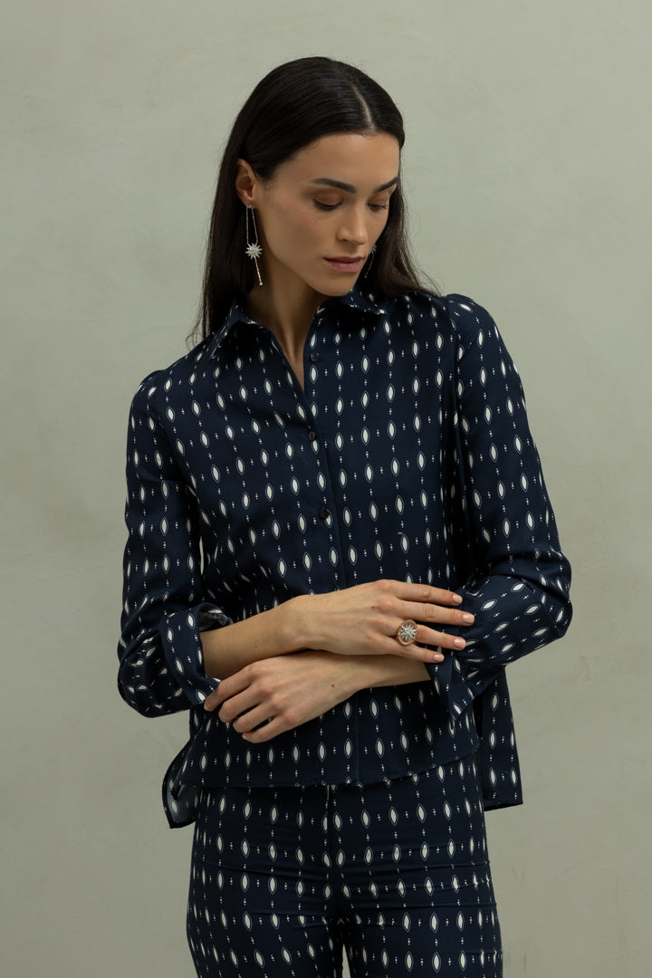 Camisa Diane Ovalos Blue