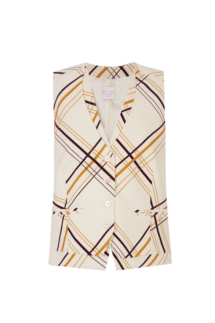 Chaleco Bianca Cuadros Malibu Beige