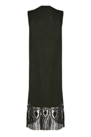 Bobbin lace vest and handmade loom fabric in green