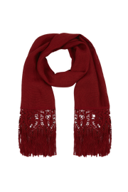 Chal de encaje de bolillos y tejido realizado en telar artesanal color teja