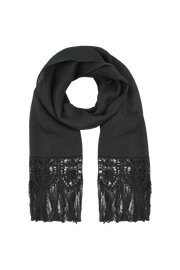 Chal de encaje de bolillos y tejido realizado en telar artesanal color verde