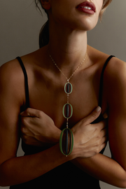 Colgante Oval Constelaciones Verde