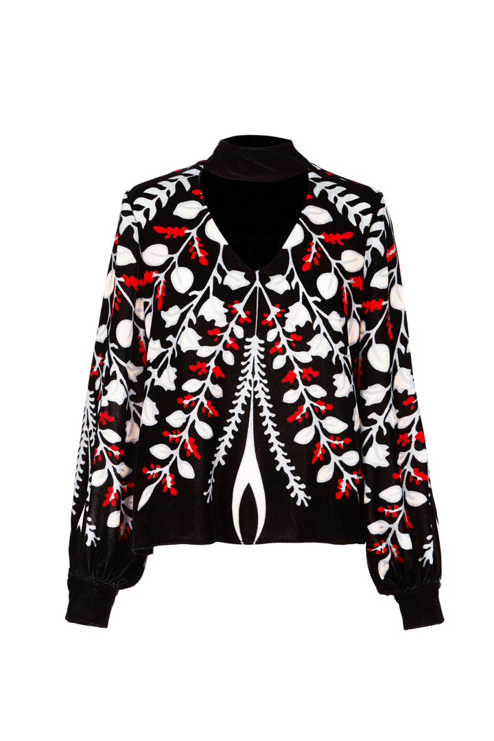Lily Blouse Bouquet Black Velvet