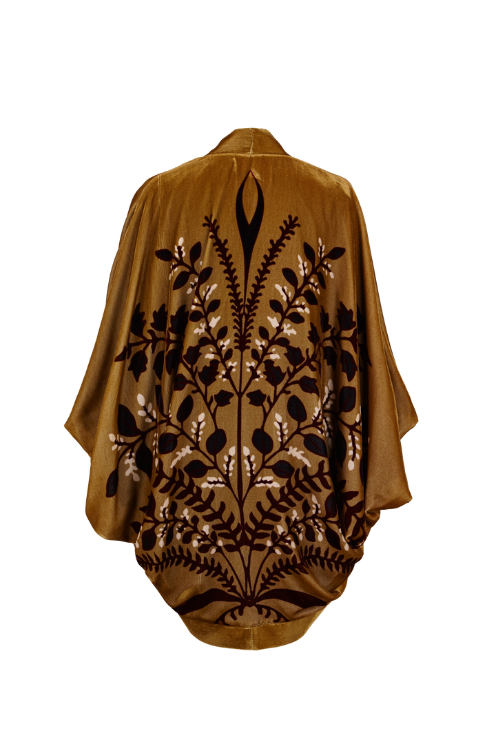 Kimono Velvet Bouquet Mostaza