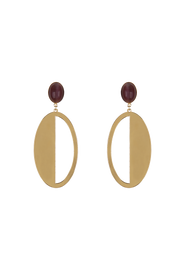 Purple Gold Oval Earrings