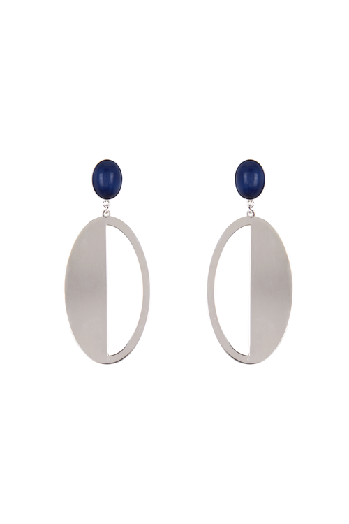Pendientes Óvalos Malayo Azul Silver