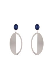 Malayan Blue Silver Oval Earrings