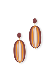 Pendientes Oval Constelaciones Burdeos Marfil