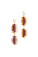 Cargar imagen en el visor de la Galería, Pendientes dobles Oval Constelaciones Marfil Naranja
