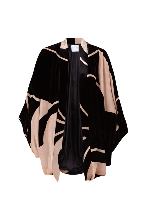B&amp;W Velvet Orchid Kimono