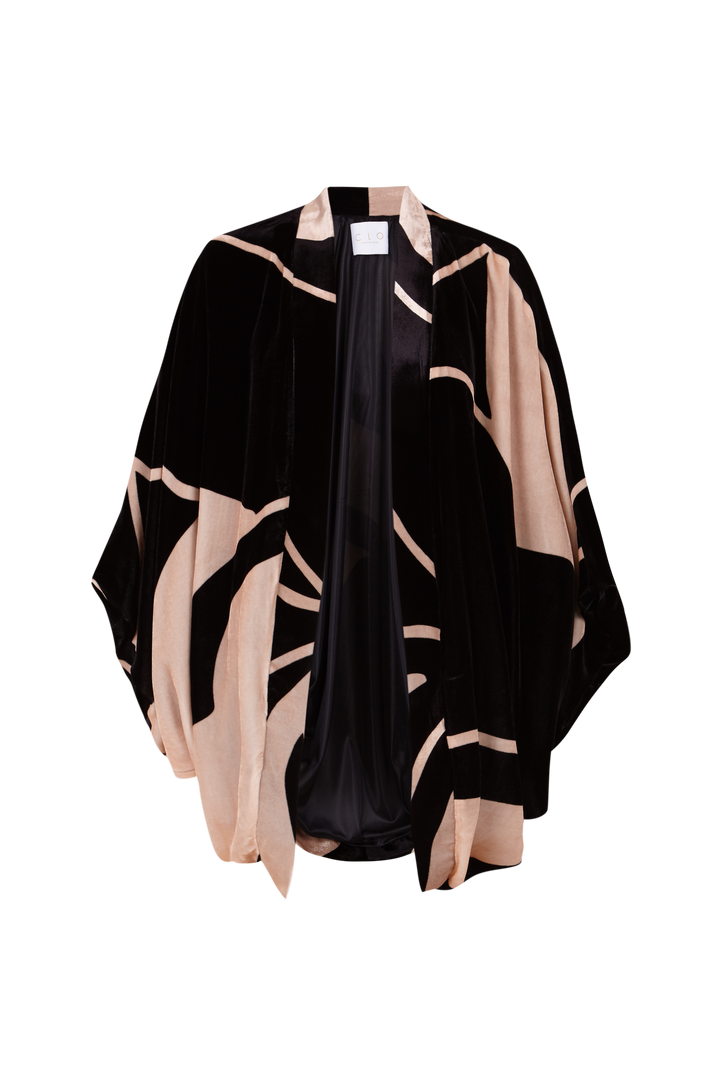 Kimono Orquídea Velvet B&W